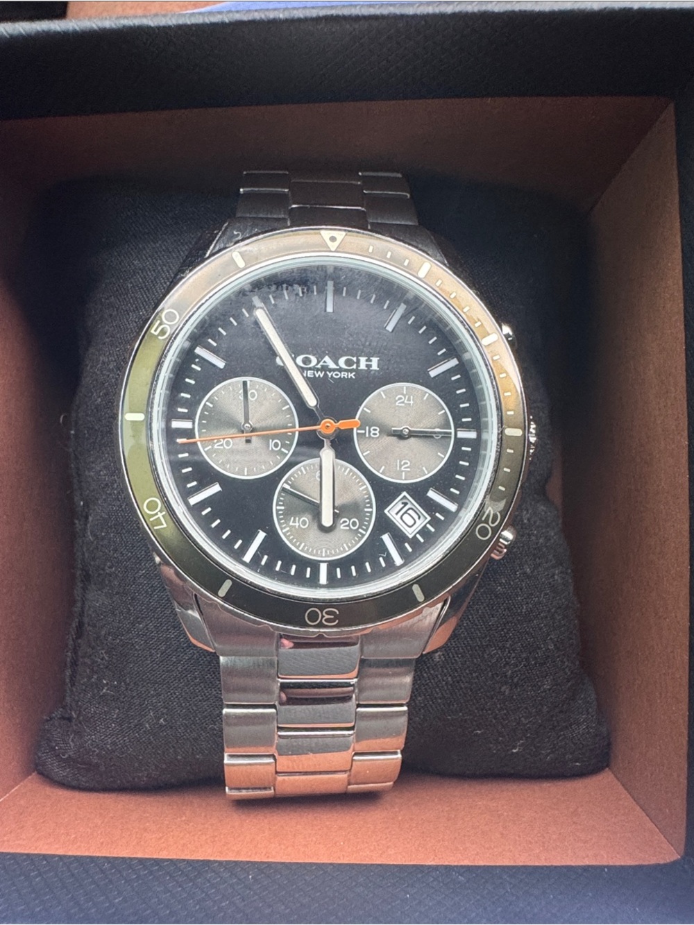 COACH Men’s Stainless Steel Black Chronograph Watch